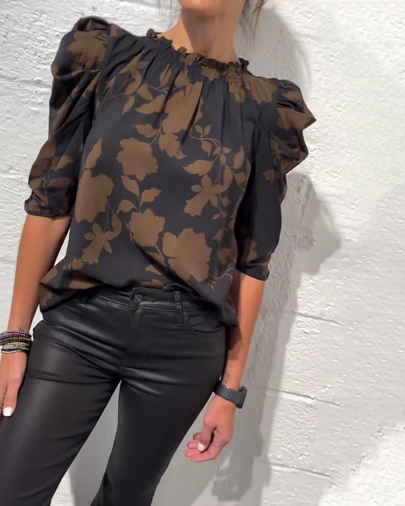 Elodie | Puff Sleeve Ruffled Blouse