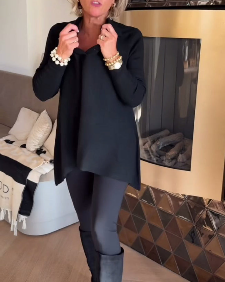 Florina | Irregular Collar Top with Long Sleeves