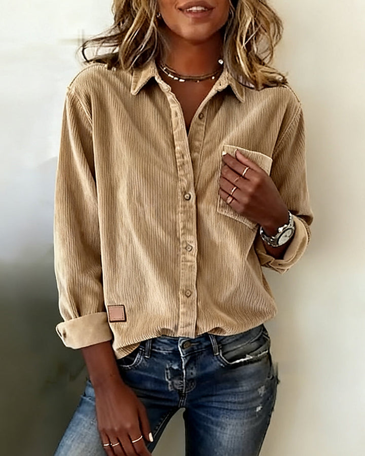 Tara | Trendy Corduroy Shirt with Revers