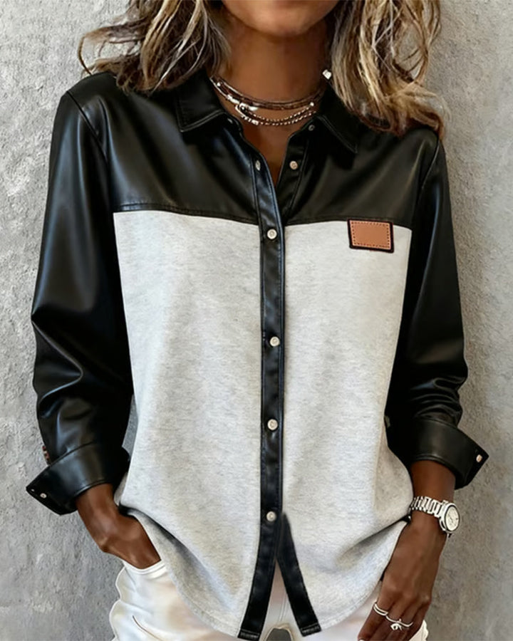 Leah | Reversible Patchwork Leather Shirt