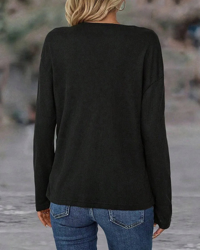 Marina | V-Neck Top with Contrast Button