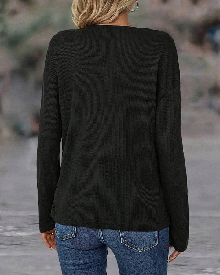 Marina | V-Neck Top with Contrast Button