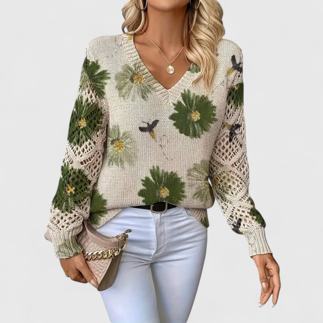 Annes - Elegant sweater with floral pattern