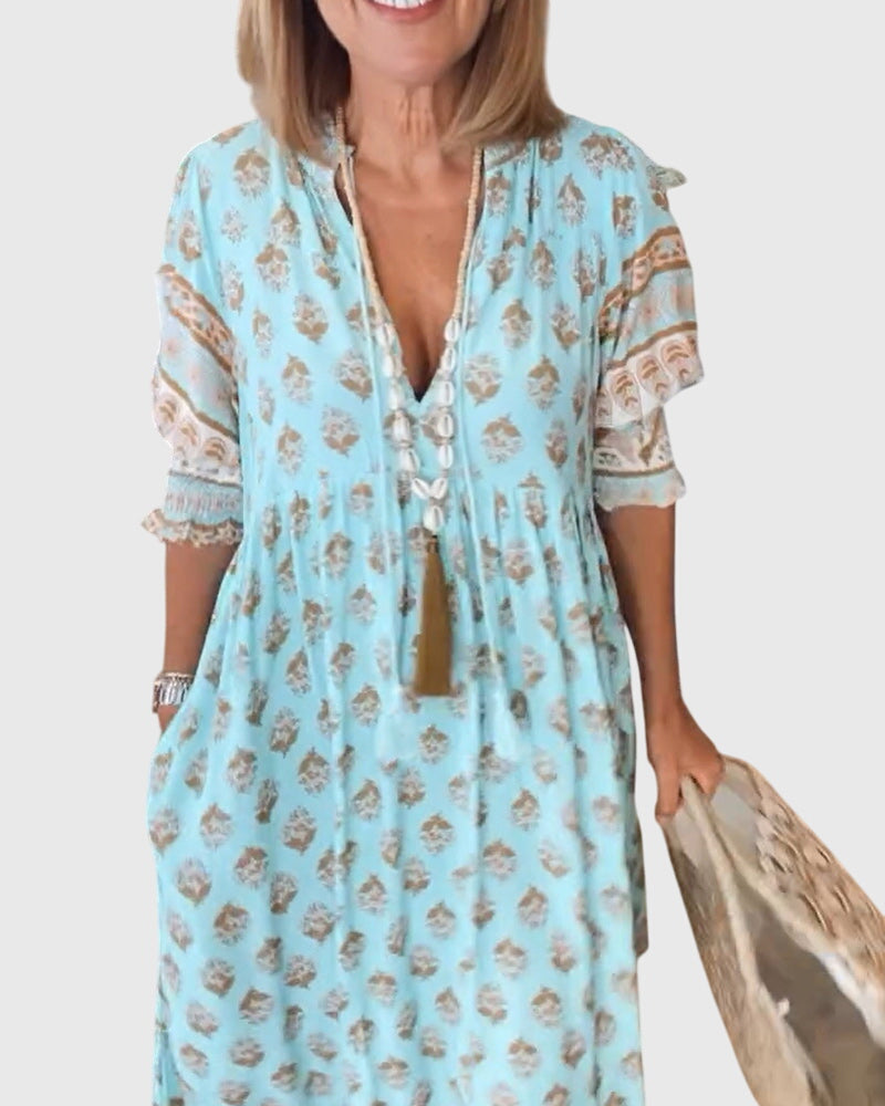 Bridget - Printed V-Neck Dress