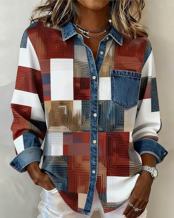 Sophia | Color Block Shirt Fashionable