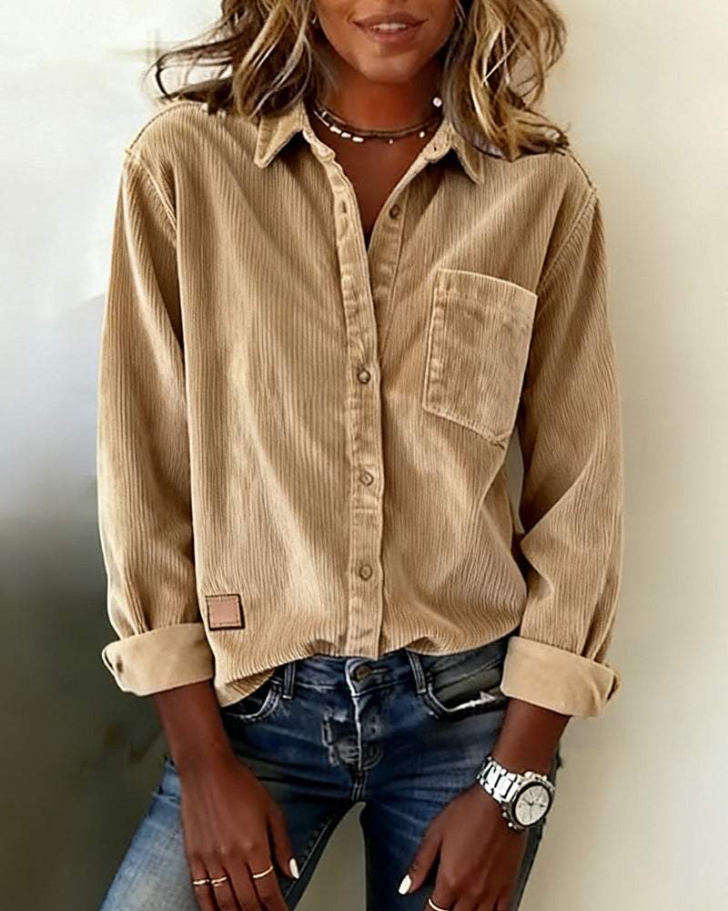 Tara | Trendy Corduroy Shirt with Revers