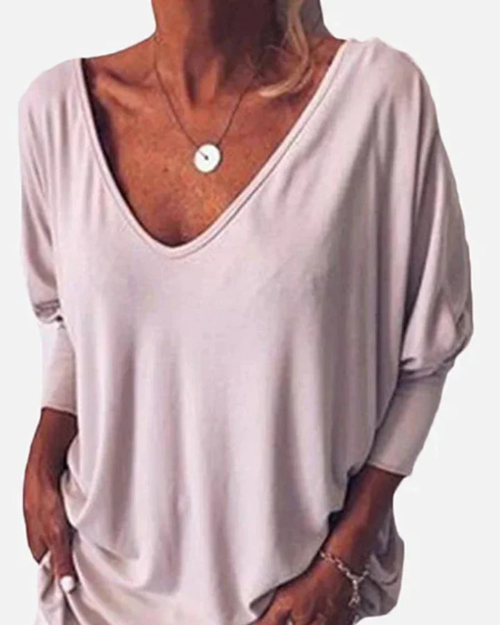 Maddison | V-neck Buttoned Top with 3/4 Sleeves