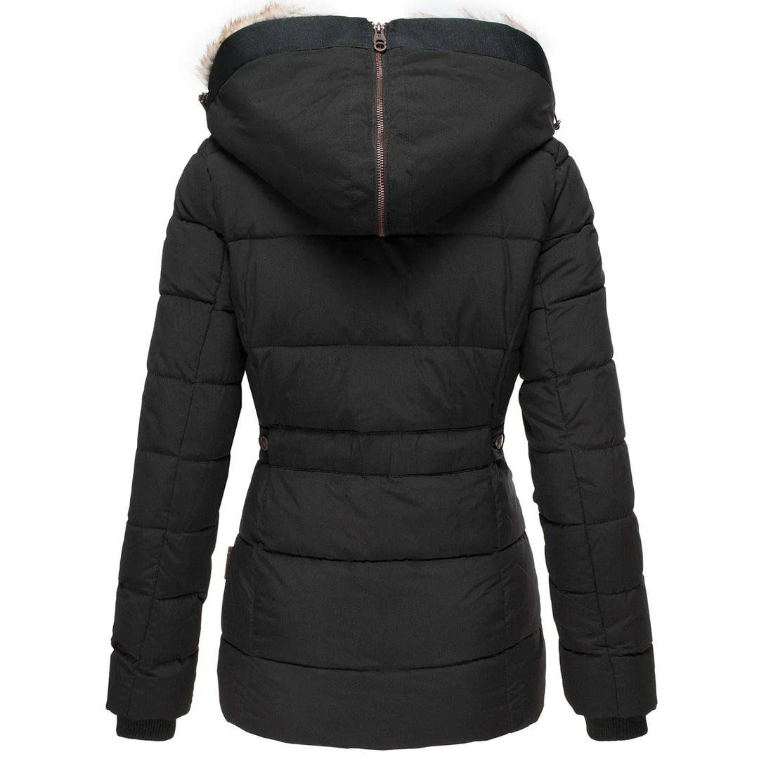 Elaine  – Winter Jacket with Fluffy Collar and Slim Fit