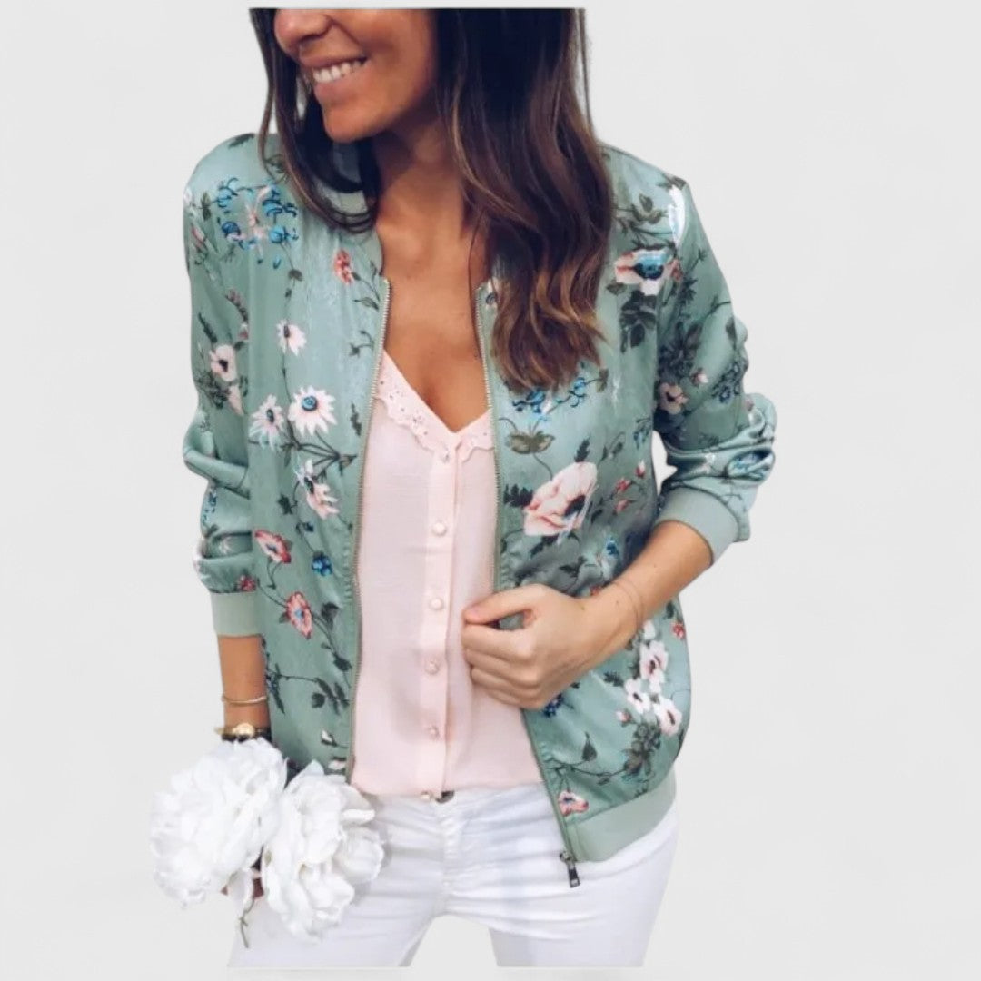 Eirlys – Elegant Floral Bomber Cardigan
