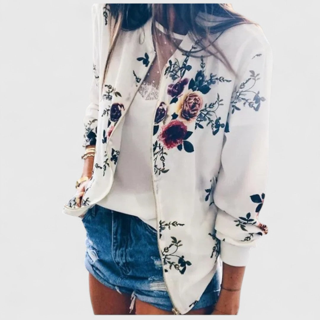 Eirlys – Elegant Floral Bomber Cardigan