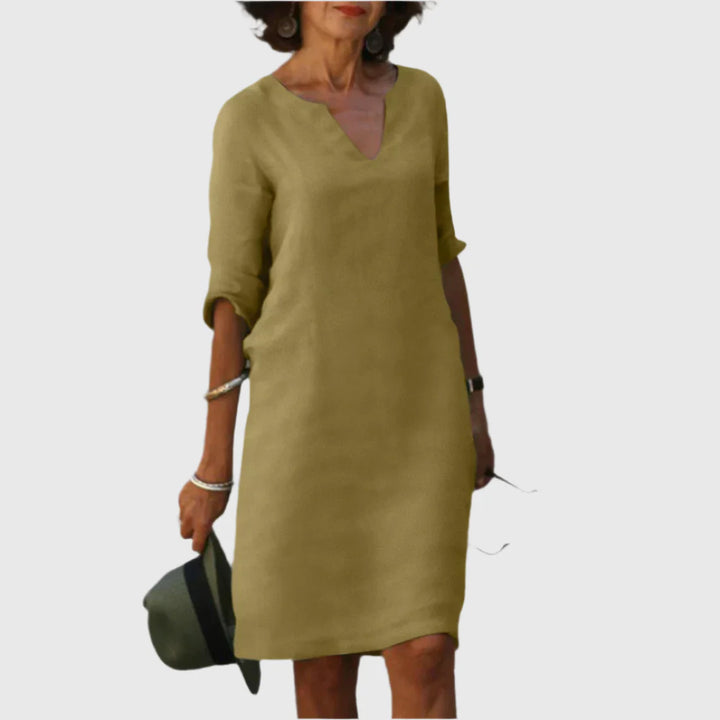 Deborah - Mini dress with V neckline and 3/4 sleeves