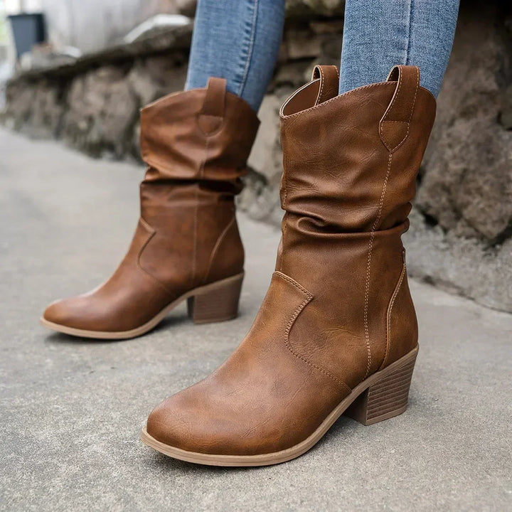 Olivia | Stylish Classic Mid-Calf Western Boots for Timeless Elegance