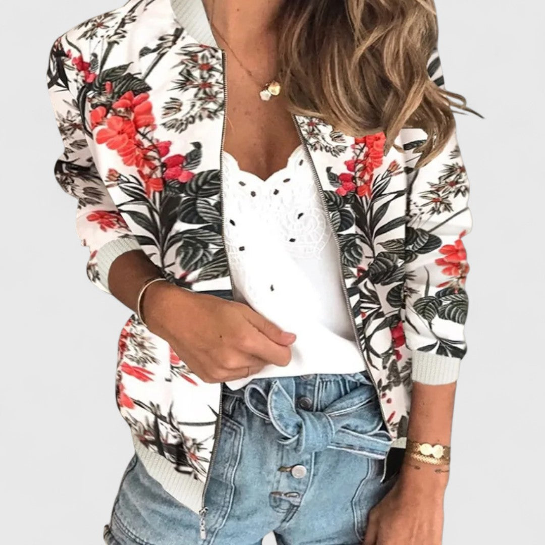 Eirlys – Elegant Floral Bomber Cardigan