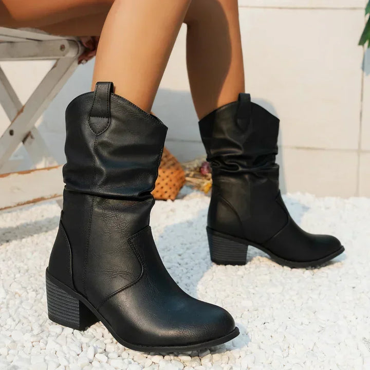 Olivia | Stylish Classic Mid-Calf Western Boots for Timeless Elegance