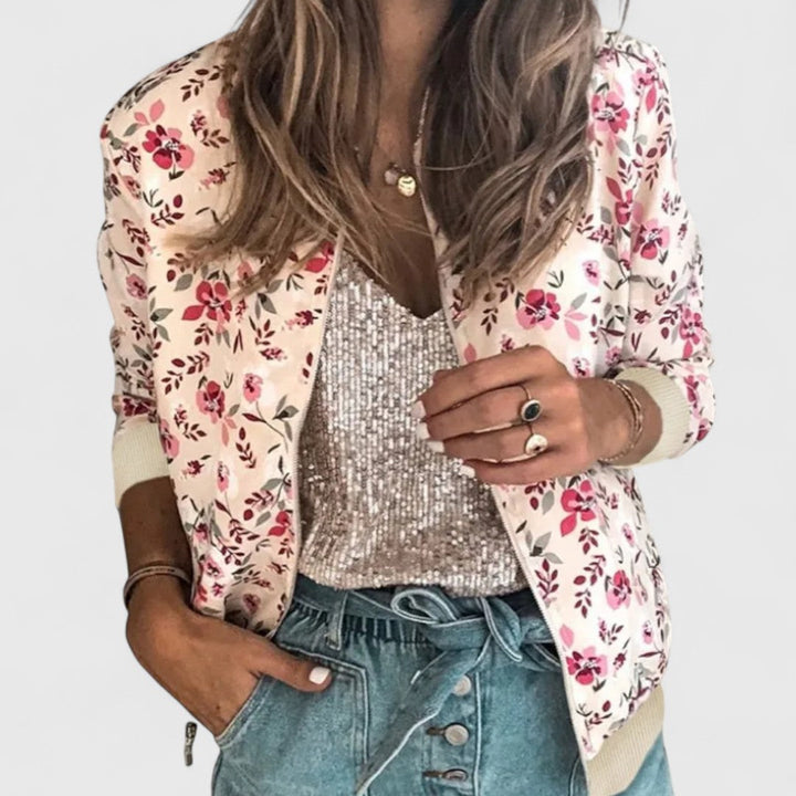 Eirlys – Elegant Floral Bomber Cardigan