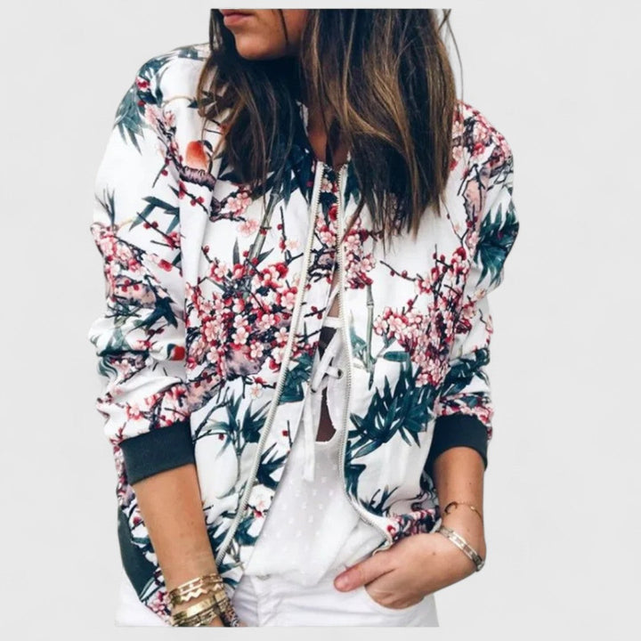Eirlys – Elegant Floral Bomber Cardigan