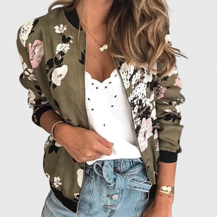 Eirlys – Elegant Floral Bomber Cardigan