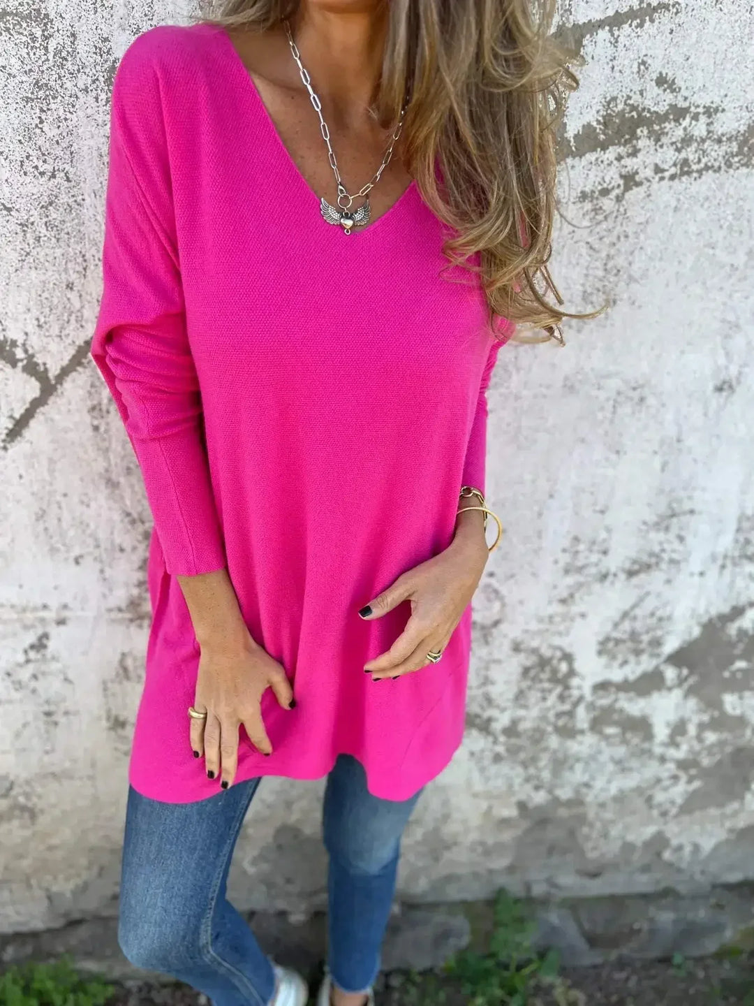 Sasha - Relaxed V-Neck Knit Tunic