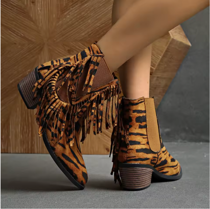 Scarlett | Opulent Fringe Ankle Boots for a Stylish Statement