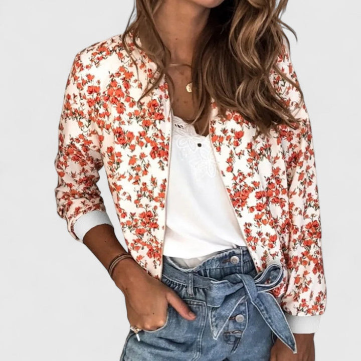 Eirlys – Elegant Floral Bomber Cardigan