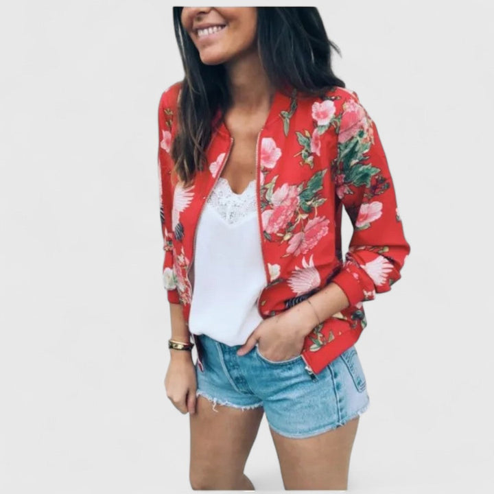 Eirlys – Elegant Floral Bomber Cardigan