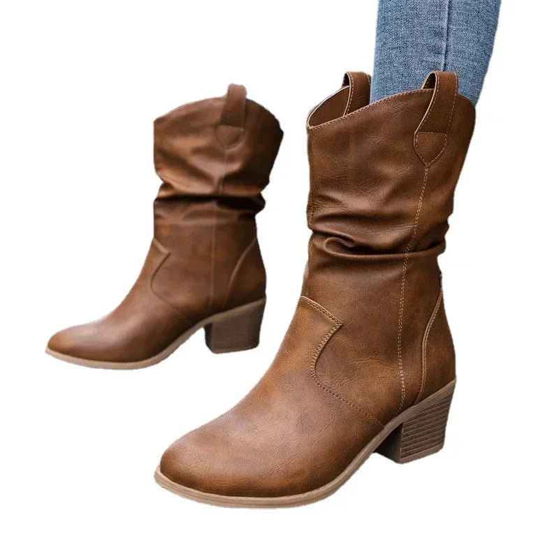 Olivia | Stylish Classic Mid-Calf Western Boots for Timeless Elegance