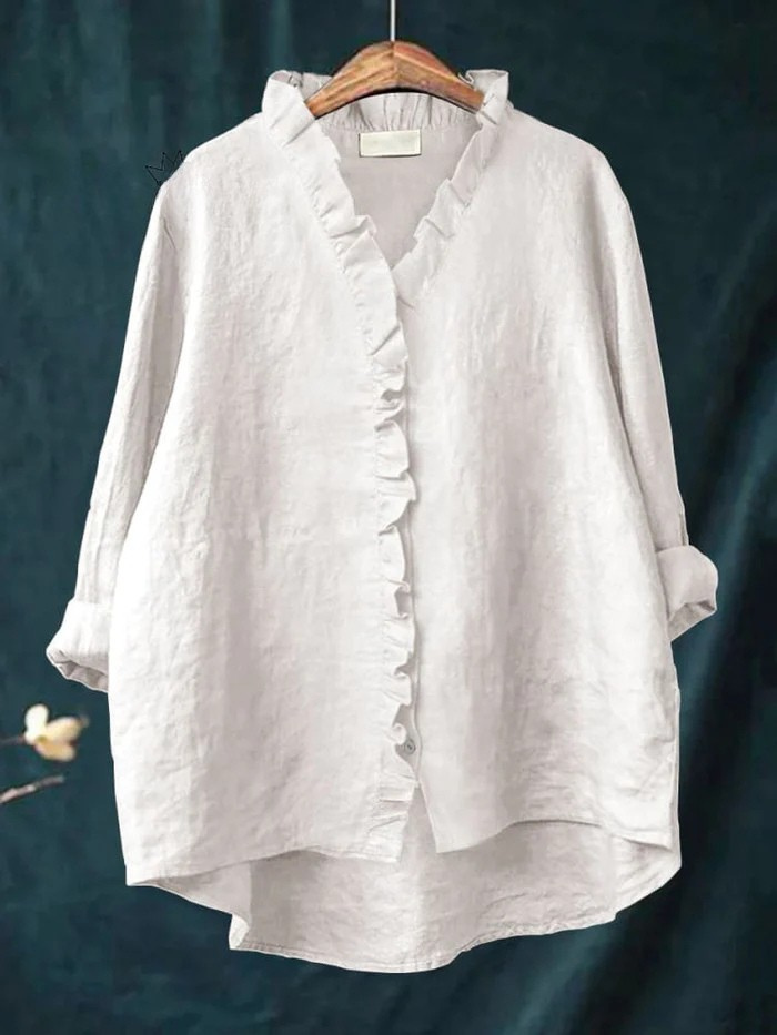 Matilda | Women’s cotton and linen ruffled blouse