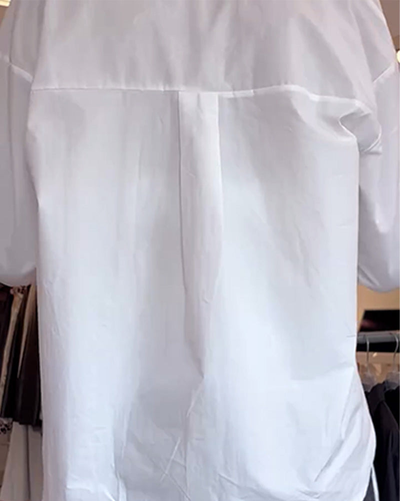 Aisha | Shirt and Lace Underwear Set Solid Color Long Sleeves