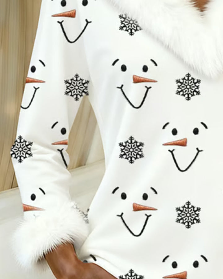 Winona | Trendy Printed Fur Collar Top