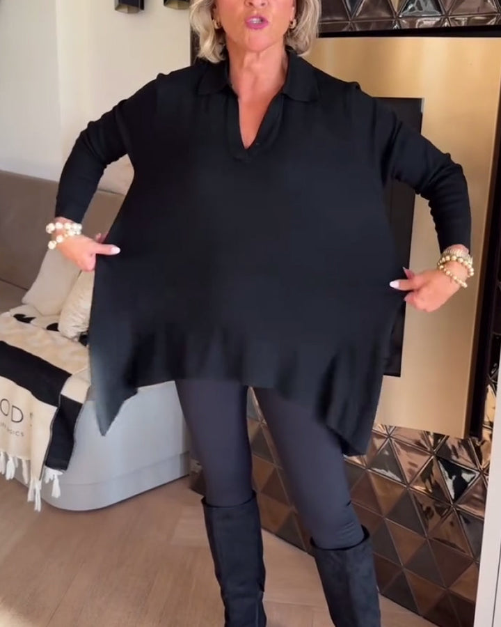 Florina | Irregular Collar Top with Long Sleeves