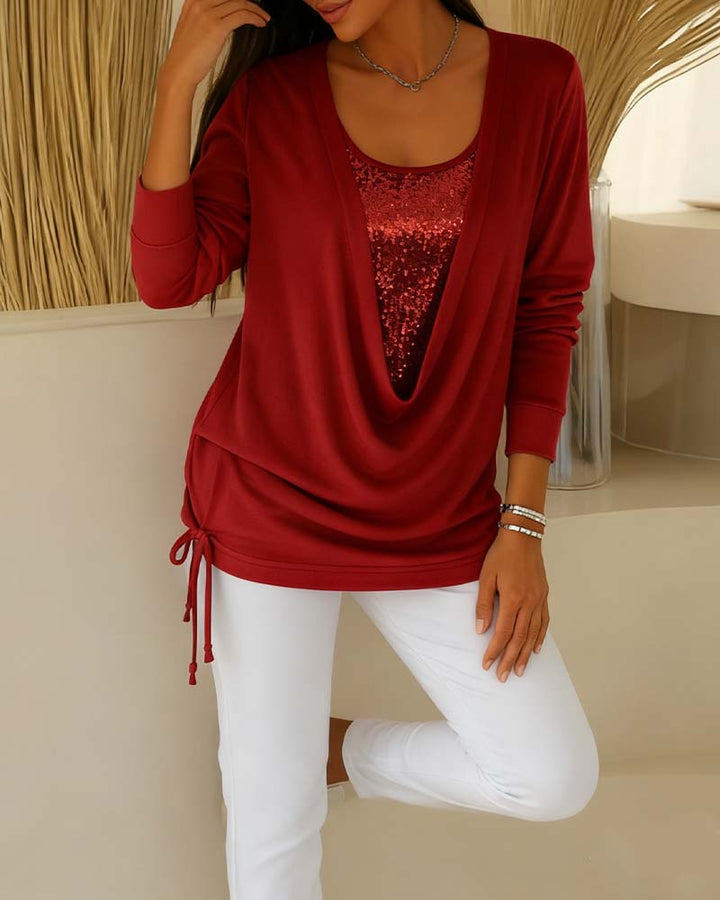 Elspeth | Two-Tone Sequin Top Effect Two-in-One