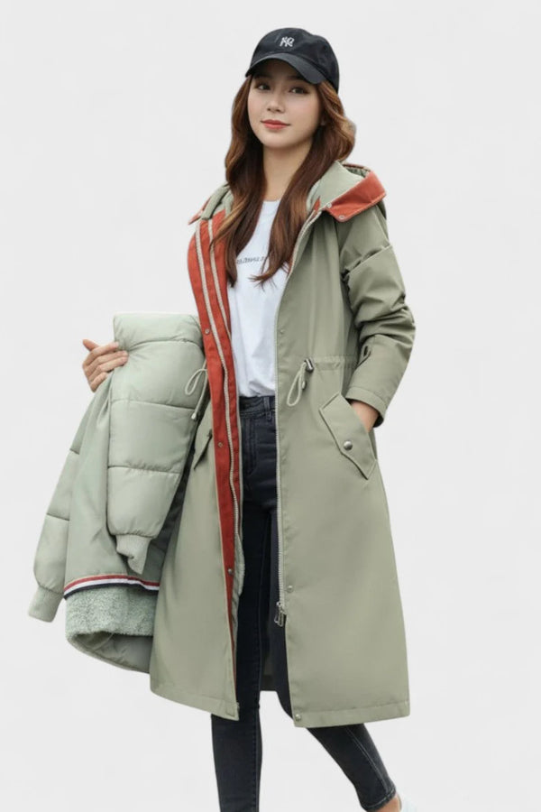 Gina - Autumn Jacket with Hood and Soft Collar