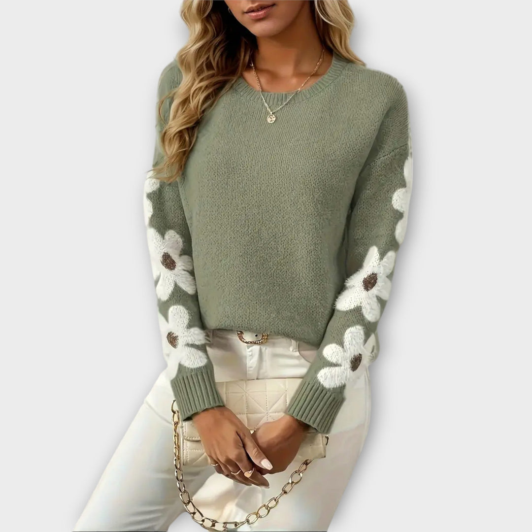 Eleanor | Comfortable Knit Sweater with Elegant Floral Pattern