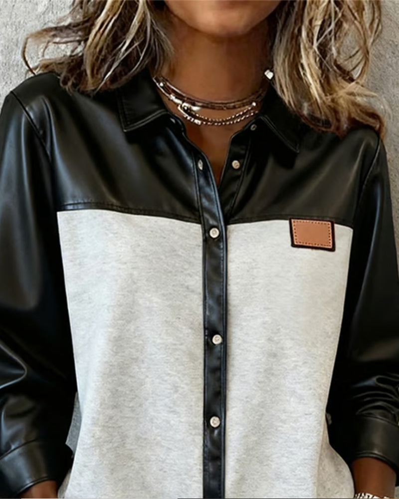 Leah | Reversible Patchwork Leather Shirt
