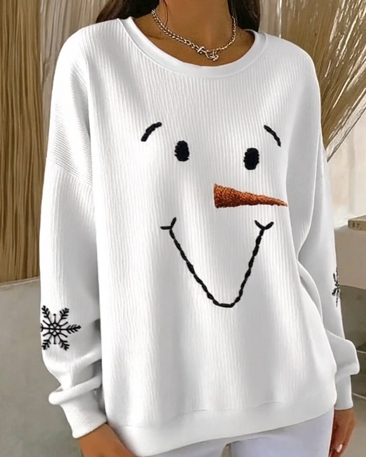 Casey | Printed Snowman Sweatshirt with Round Neck