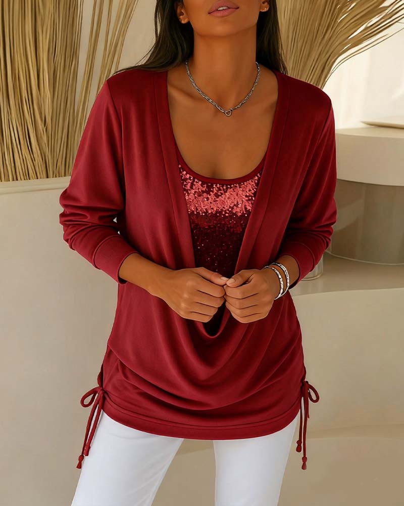 Elspeth | Two-Tone Sequin Top Effect Two-in-One