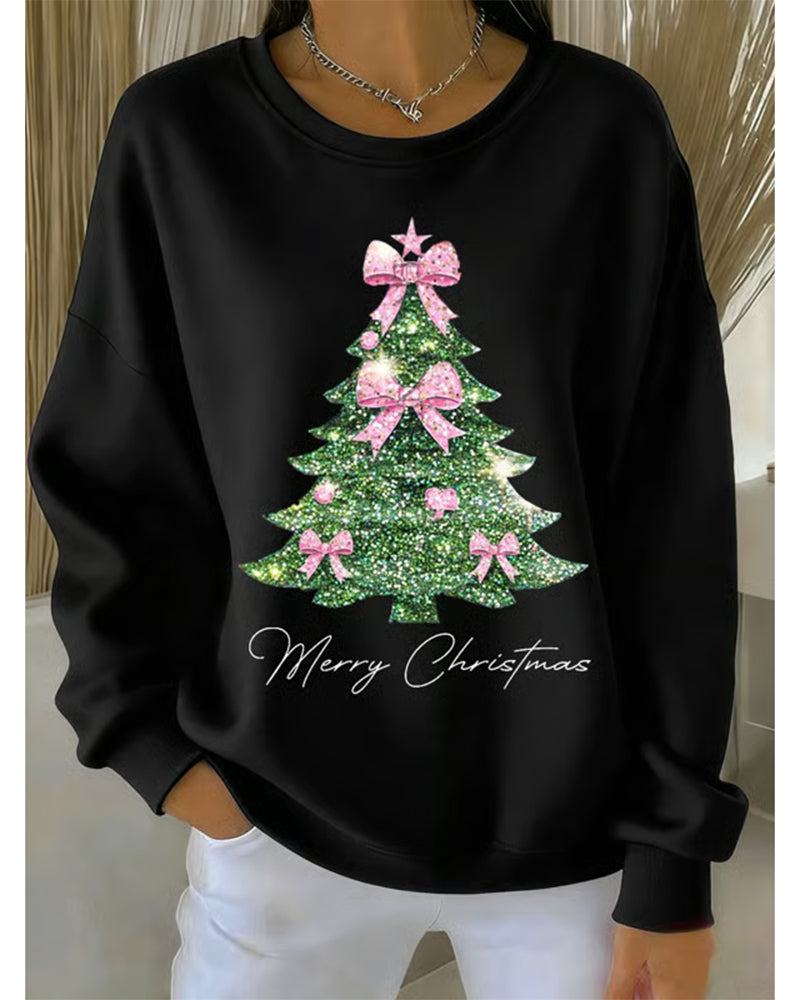 Aubrey | Round Neck Long Sleeve Christmas Printed Sweatshirt