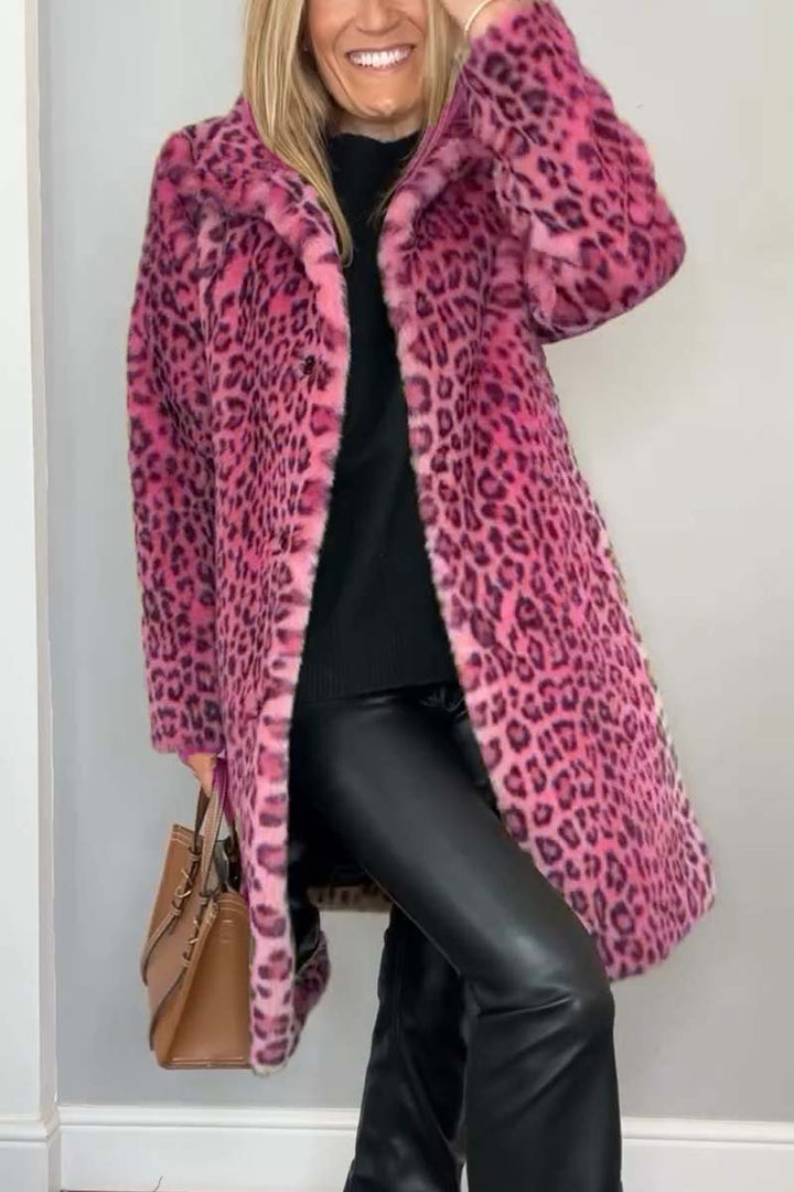 Lizzie | Long leopard print coat for bold elegance
