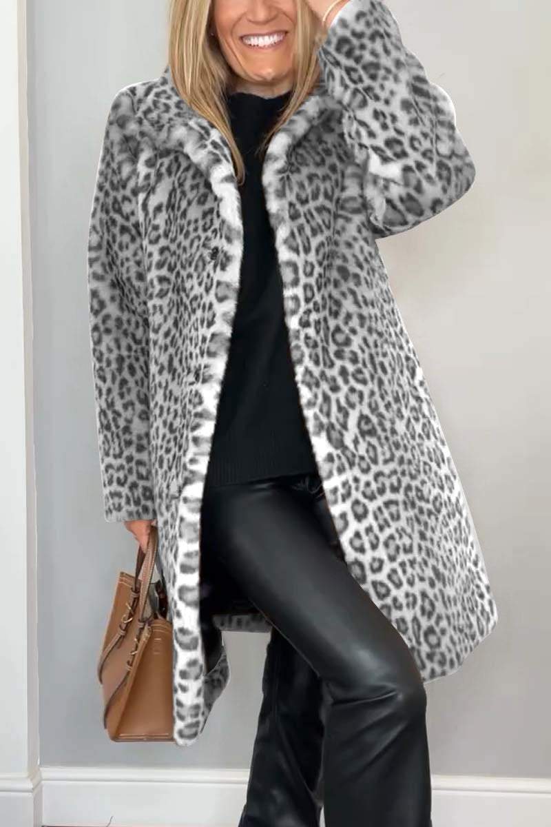 Lizzie | Long leopard print coat for bold elegance