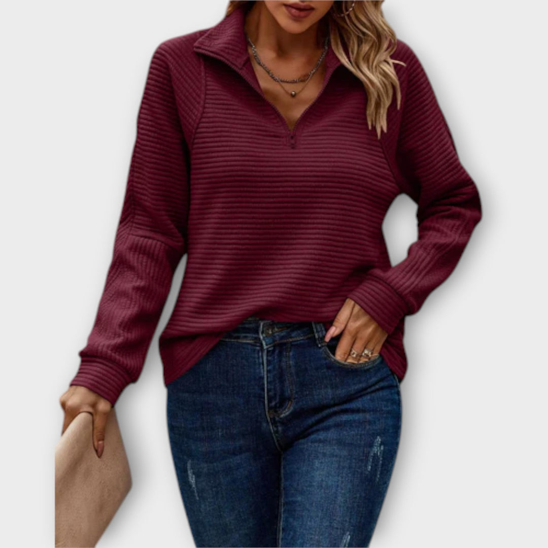 Florence | Stylish Polo-Zip Sweater for a Chic Look