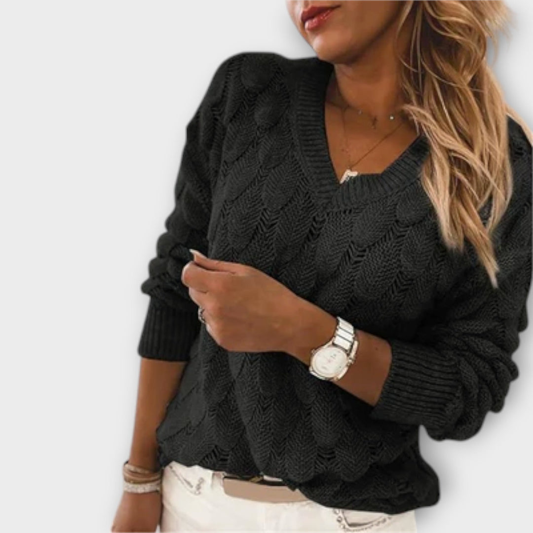 Thea | V-Neck Knit Sweater for a Sophisticated Style